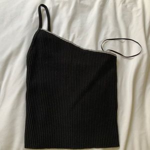 Urban Outfitters Black One Shoulder Crop Top